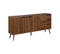 Buffet de rangement scandinave 2 portes 3 tiroirs décor bois de noyer 160cm