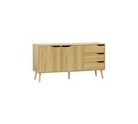sweeek - Buffet de Rangement scandinave. Buffet Haut. vaisselier. 2 Portes. 3 tiroirs. Effet frêne. 160cm