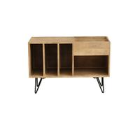 Buffet de rangement vinyles en bois manguier massif et métal L90 cm BOOGIE
