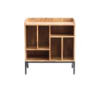 Buffet de rangement vinyles en bois massif et métal noir L76 cm BLUES