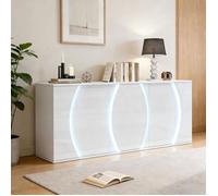 Buffet de salon - 150x40x70 cm - 3 portes - Brillant - Éclairage LED