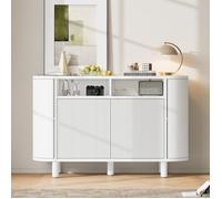 Buffet de Salon Blanc - Design Arrondi - 2 Portes avec Niche Ouverte - Console pour Entrée Salon Salle à Manger 120x38x77 cm