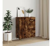 Buffet de Salon en Chêne Fumé 69,5x34x90 cm, Meuble de Rangement Élégant avec 3 Portes et 2 Tiroirs, Bois d'Ingénierie Stable pour Séjour, Salle à Manger ou Entrée, Design Moderne et Fonctionnel