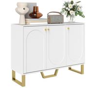HomCom Buffet 3 portes Meuble TV, étagère réglable pour TV 50 pouces, Blanc 106,5x35x77,5 cm
