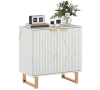 Buffet de salon - HOMCOM - style moderne - placard à 2 portes cannelées - étagère réglable - pieds en métal - blanc