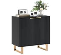 Buffet de salon - HOMCOM - style moderne - placard à 2 portes cannelées - étagère réglable - pieds en métal - noir