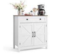 Buffet de Style Rustique Meuble de Rangement Cuisine avec 2 Portes et Tiroir 75 x 37 5 x 80 cm Blanc Enfilade pour Salon