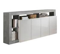 Buffet 4 portes blanc lacqué brillant béton Blanc