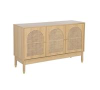 sweeek | Buffet décor bois et cannage 3 portes teinte naturelle 120 x 40 x 75 cm - Judith G