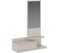 PEGANE Buffet d'entrée, Meuble d'entrée Coloris Beige + Miroir - Longueur 81 x Profondeur 27,40 x Hauteur 116 cm
