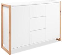 Buffet - DENVER - Chene artisan / Blanc - 2 portes - 3 tiroirs - 120 x 40 x 88 cm