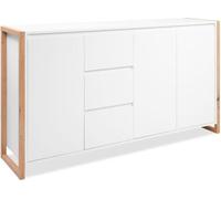Buffet - DENVER - Chene artisan / Blanc - 3 portes - 3 tiroirs - 160 x 40 x 88 cm