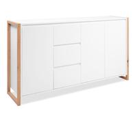 Buffet - DENVER - Chêne artisan / Blanc - 3 portes - 3 tiroirs - 160 x 40 x 88 cm