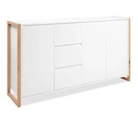 Buffet - DENVER - Chêne artisan / Blanc - 3 portes - 3 tiroirs - 160 x 40 x 88 cm