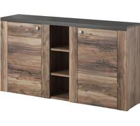 Buffet design 155cm pour le salon en couleur noyer et effet bois noir, collection SANTIAGO.