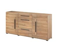 Buffet design 180cm. Collection BREDA deux portes et trois tiroirs. Coloris chêne. 180x86x39 Marron