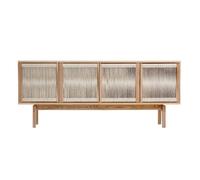 Buffet 4 portes 180x45x77 cm décor frêne et chanvre - AVEDIS