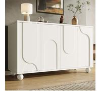 Buffet design blanc sécurisé - Étagère réglable, rangement spacieux et anti-basculement - Pour salon et salle à manger