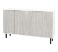 HomCom Buffet de cuisine - 2 placards, étagères réglables - 121x37x75cm - blanc/bois gris