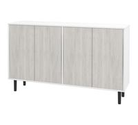 Buffet Design Contemporain - 4 Portes - Noir Blanc Aspect Bois Gris Gris