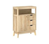 HOMCOM Buffet Salon Meuble de Rangement Style Moderne avec Placard à Portes, étagère réglable et étagère Ouvert - Buffet Salle à Manger, Cuisine et Salon, 60 x 30 x 81 cm, Bois Naturel