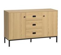 HOMCOM Buffet design industriel 2 portes 3 tiroirs 120x39,5x77 cm Bois naturel
