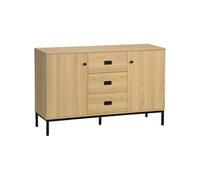 HOMCOM Buffet design industriel 2 portes 3 tiroirs 120x39,5x77 cm Bois naturel
