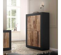 Buffet design industriel 4 portes noir mat et bois Novia NP Basic
