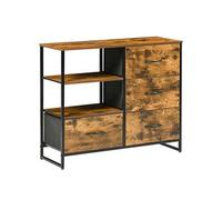 HOMCOM Meuble de rangement, commode, Buffet de rangement style industriel 4 tiroirs en tissu pliables 2 étagères métal et bois - 84 x 30 x 71,5 cm