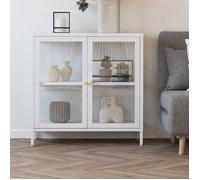 Buffet - EBUY24 - KITY - 2 portes vitrées - Métal blanc - 80x35x80 cm