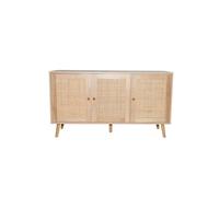 Buffet effet bois et cannage 3 portes 120 cm CANGE Marron