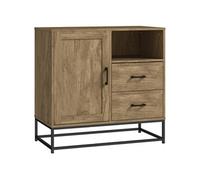 HomCom Buffet effet bois exotique – 2 tiroirs, niche, porte, étagère, poignées métal – Noir