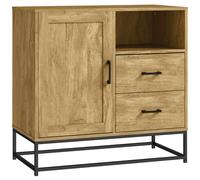 HOMCOM Buffet Salon Meuble de Rangement Style Moderne avec 2 tiroirs, Compartiment Ouvert et étagère réglable - Buffet Salle à Manger, Cuisine et Salon, 80 x 40 x 78 cm, Bois Naturel