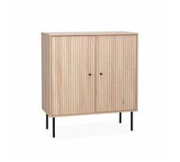 Buffet effet bois rainuré 2 portes 83,5cm
