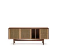 Buffet Elan 2 portes 2 tiroirs placage et bois massif noyer corde 180x73cm FSC Mix Credit