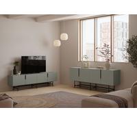 Generique Buffet ELDIA 4 portes Vert mélamine piètement métal noir 200 x 40 x 77,9 cm