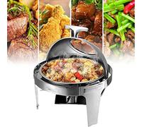 Buffet électrique en Acier Inoxydable R avec Couvercle en Verre Aliments Professionnels réchauffeur de Chaleur Chauffeur pour Buffet Plate-Plaque chauffante chauffante pour Servir, Couleur-Rond