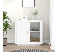 Buffet élégant blanc 80 x 40 x 75 cm avec 2 étagères pour salon et chambre à coucher - Bois de qualité supérieure avec espace de rangement et surface résistante à l'humidité