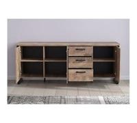 Trends International - Buffet EMILE - chêne brun tabac et noir mat - 3 portes 3 tiroirs - L214cm