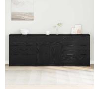 Buffet en 3 parties - Aspect chêne noir - 181 x 30 x 70 cm - En bois avec 5 tiroirs et 4 portes - Moderne - Pour salle à manger, salon, espace de rangement et poignées élégantes