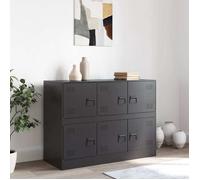 Buffet en acier - vidaXL - 99x39x73 cm - Noir - Acier laminé à froid - 6 compartiments - 6 poignées en métal