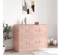 Buffet en acier - vidaXL - Rose - 99x39x73 cm - 6 compartiments - 6 poignées en métal - Capacité 90 kg