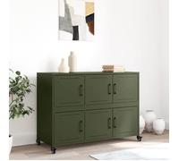 Buffet en acier - vidaXL - Vert olive - 100,5x39x72 cm - 6 portes - Acier laminé à froid - Facile à nettoyer - 4 roues