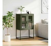 Buffet en acier - vidaXL - Vert olive - 68x39x107 cm - 4 compartiments - 2 portes - Capacité 70 kg - Assemblage requis