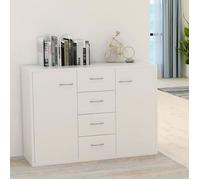 Buffet en Aggloméré Avec quatre tiroirs et deux portes-Scandinave-Blanc-88x30x65 cm