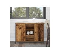 Bahut Rustique - vidaXL - Bois Ancien - Grand Rangement - Cadre Métallique