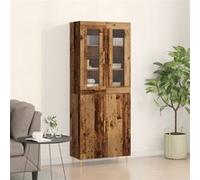 vidaXL Buffet rustique en bois ancien 4 portes Bois massif Marron 69,5x34x180 cm