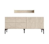 Buffet en bois avec étagère murale ""Stella"" - 180 x 40 x 55 cm - Travertin