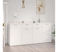 Buffet en bois blanc brillant - Meuble de rangement moderne avec étagères - Meuble élégant pour livres et décoration - Design contemporain 160 x 36 x 75 cm