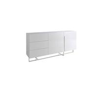 Buffet en bois blanc et acier chromé 3051C, 180 x 42 x 85 cm. -